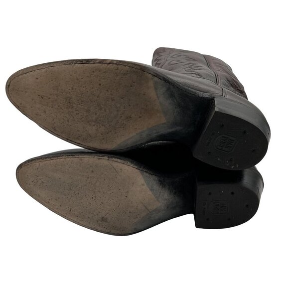 Dan Post Mens 9.5D Black Cherry Leather Cowboy Boots Western Stitching Rodeo - Picture 15 of 16